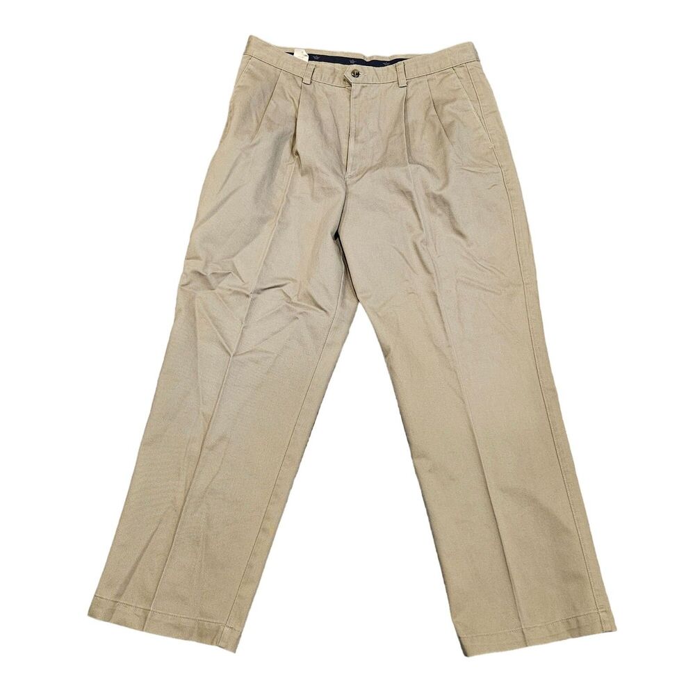 Dockers Men's Khaki Chino Pleated Front 100% Cotton Made in USA Size 36X30